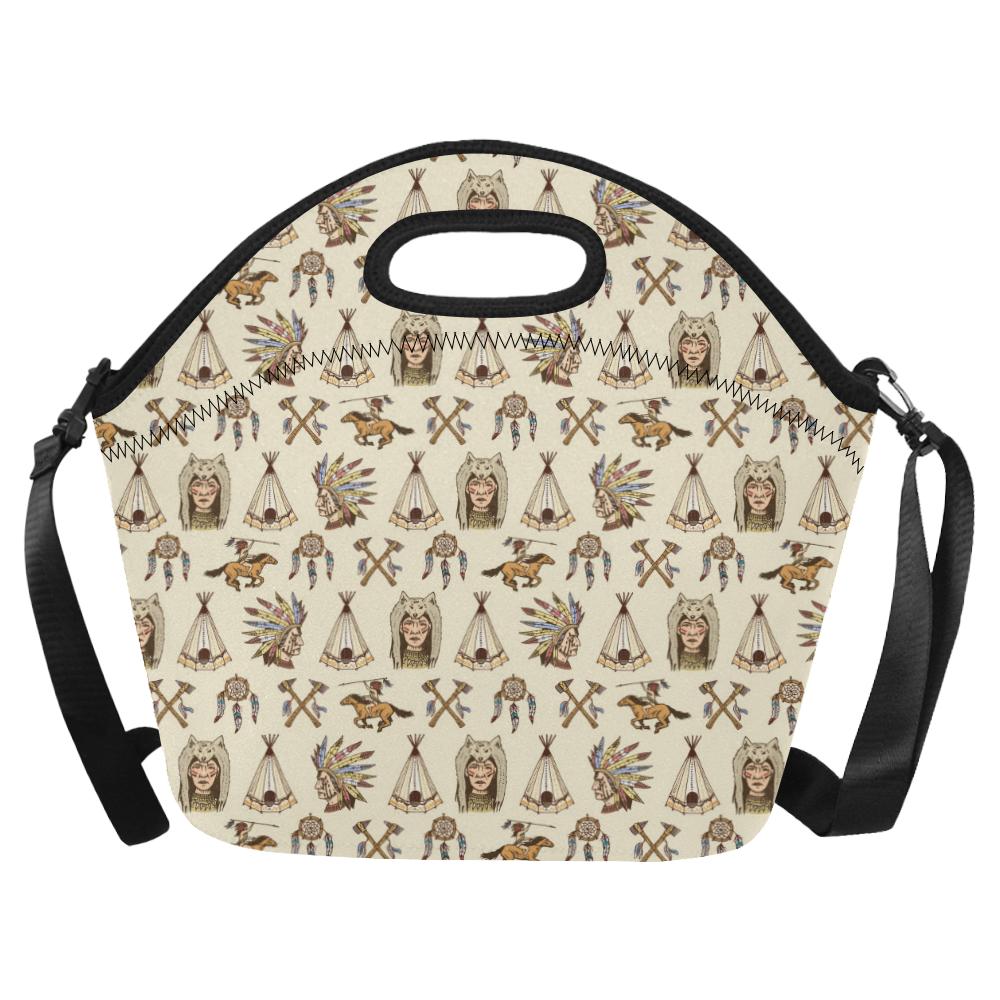 Native Indian Pattern Design Print Neoprene Lunch Bag (Model 1669)(Large)-JTAMIGO.COM