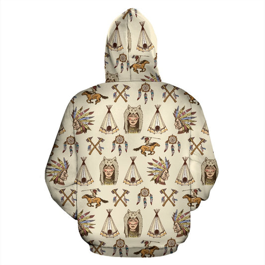 Native Indian Pattern Design Print Pullover Hoodie