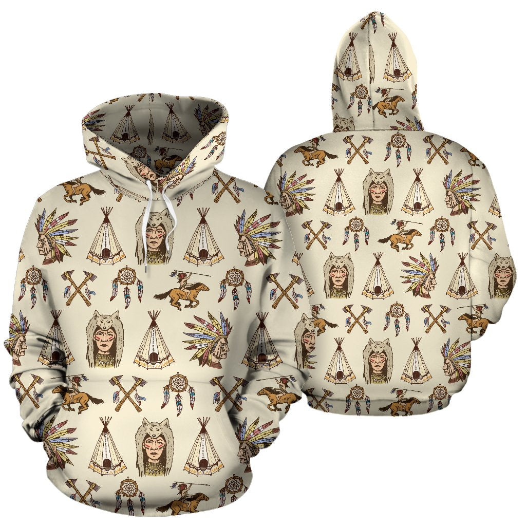Native Indian Pattern Design Print Pullover Hoodie
