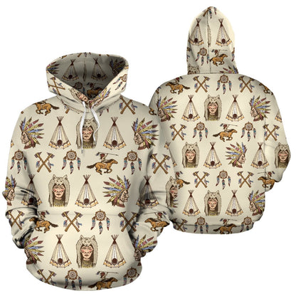 Native Indian Pattern Design Print Pullover Hoodie
