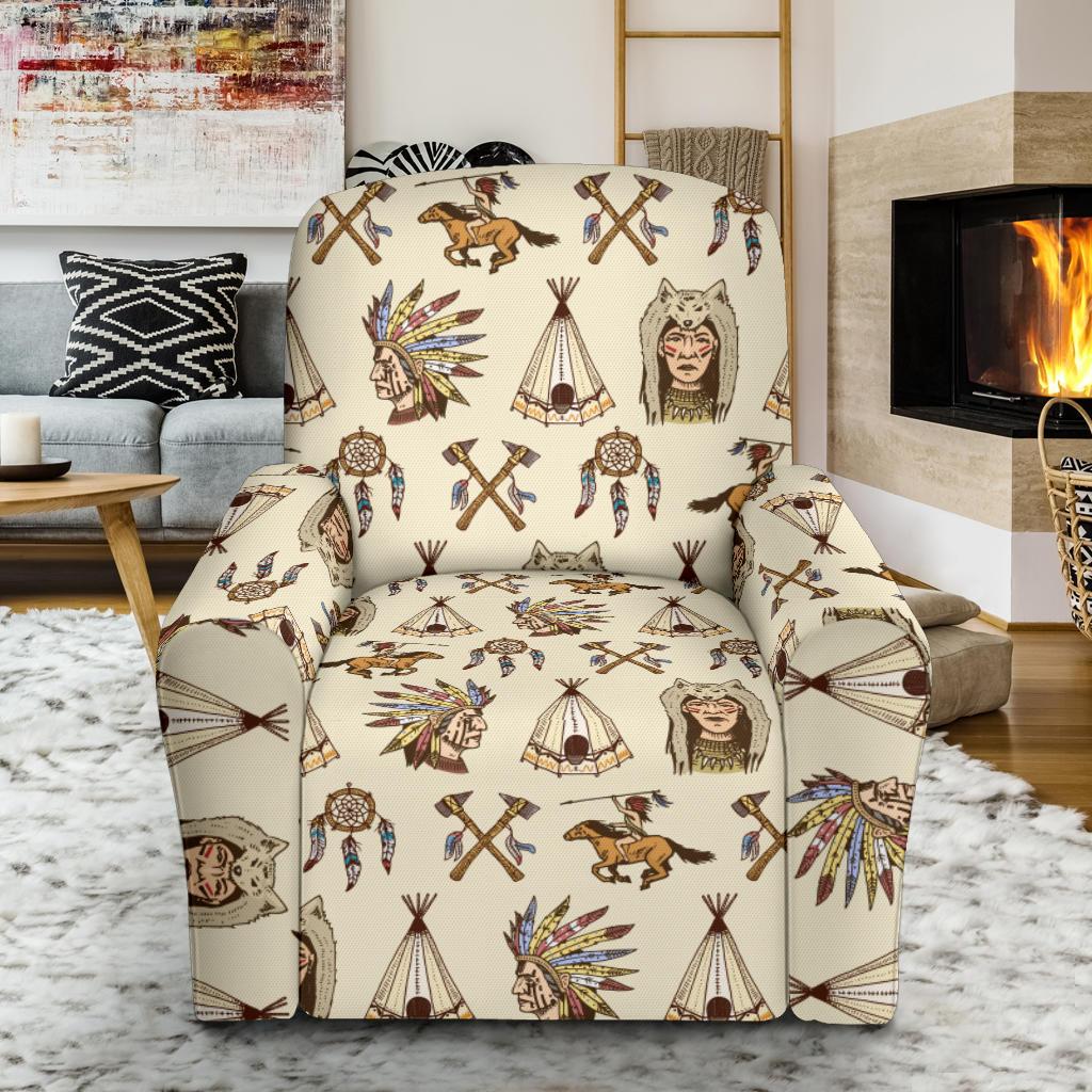 Native Indian Pattern Design Print Single Sofa Slipcover -JTAMIGO.COM