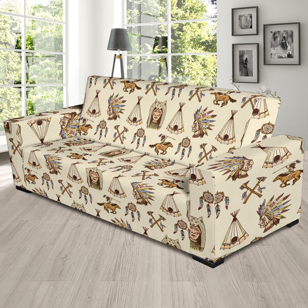 Native Indian Pattern Design Print Sofa Slipcover-JTAMIGO.COM
