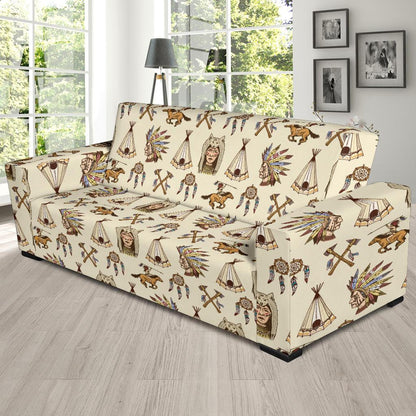 Native Indian Pattern Design Print Sofa Slipcover-JTAMIGO.COM