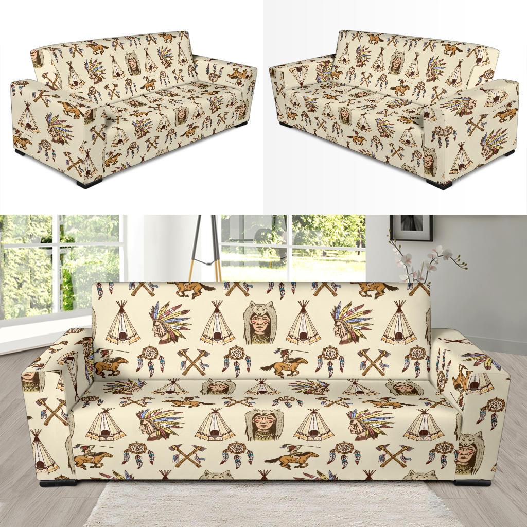 Native Indian Pattern Design Print Sofa Slipcover-JTAMIGO.COM