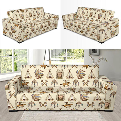 Native Indian Pattern Design Print Sofa Slipcover-JTAMIGO.COM