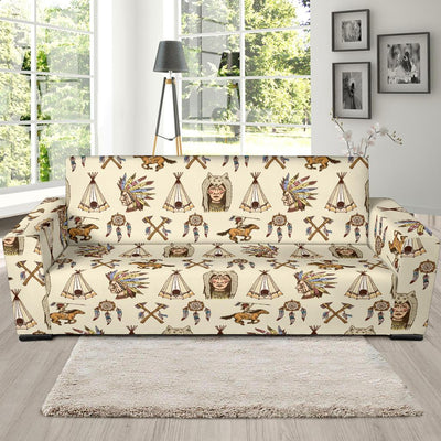 Native Indian Pattern Design Print Sofa Slipcover-JTAMIGO.COM