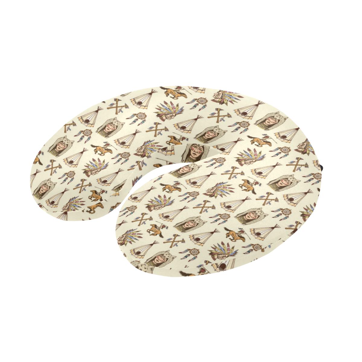 Native Indian Pattern Design Print U-Shaped Travel Neck Pillow-JTAMIGO.COM