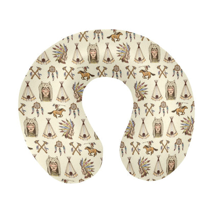 Native Indian Pattern Design Print U-Shaped Travel Neck Pillow-JTAMIGO.COM
