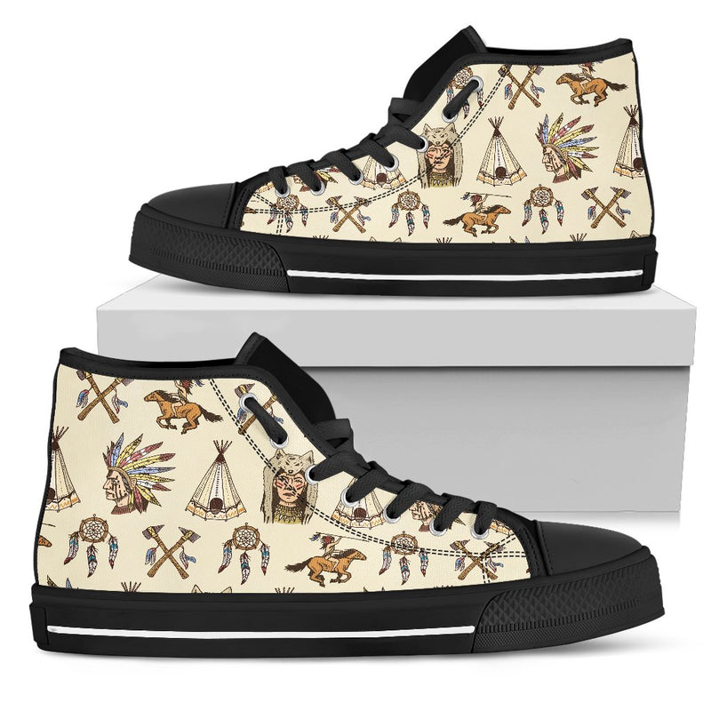 Native Indian Pattern Design Print Women High Top Shoes