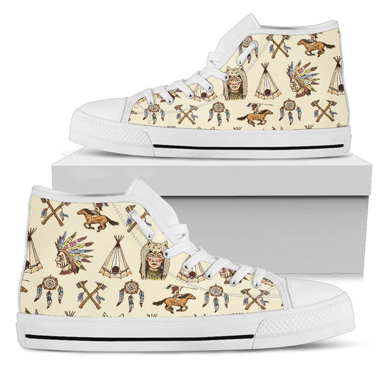 Native Indian Pattern Design Print Women High Top Shoes