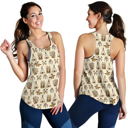 Native Indian Pattern Design Print Women Racerback Tank Top