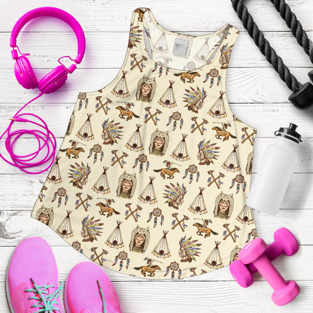 Native Indian Pattern Design Print Women Racerback Tank Top