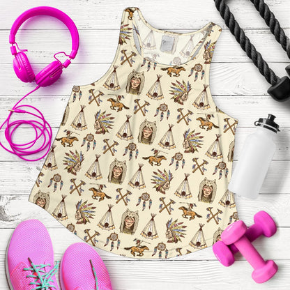 Native Indian Pattern Design Print Women Racerback Tank Top