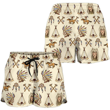 Native Indian Pattern Design Print Women Shorts-JTAMIGO.COM