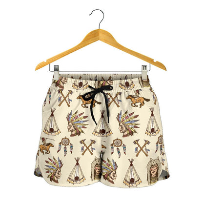 Native Indian Pattern Design Print Women Shorts-JTAMIGO.COM