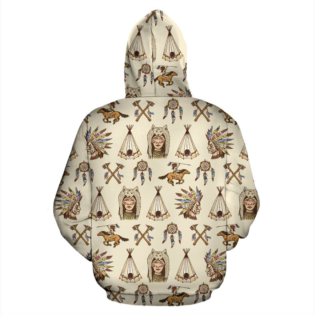 Native Indian Pattern Design Print Zip Up Hoodie