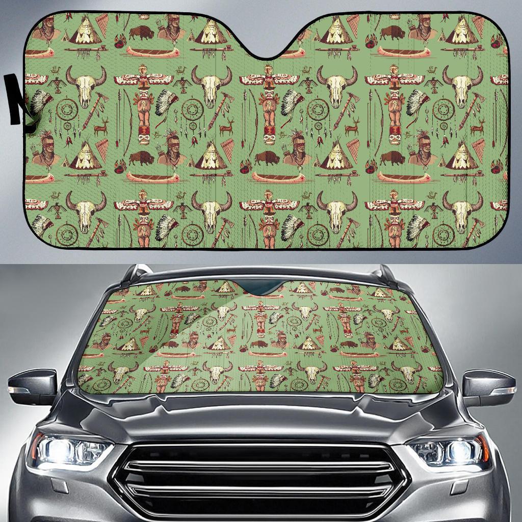 Native Indian Themed Design Print Car Sun Shade For Windshield