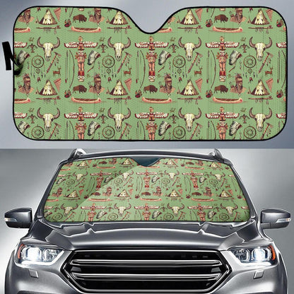 Native Indian Themed Design Print Car Sun Shade For Windshield