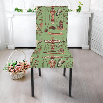 Native Indian Themed Design Print Dining Chair Slipcover-JTAMIGO.COM