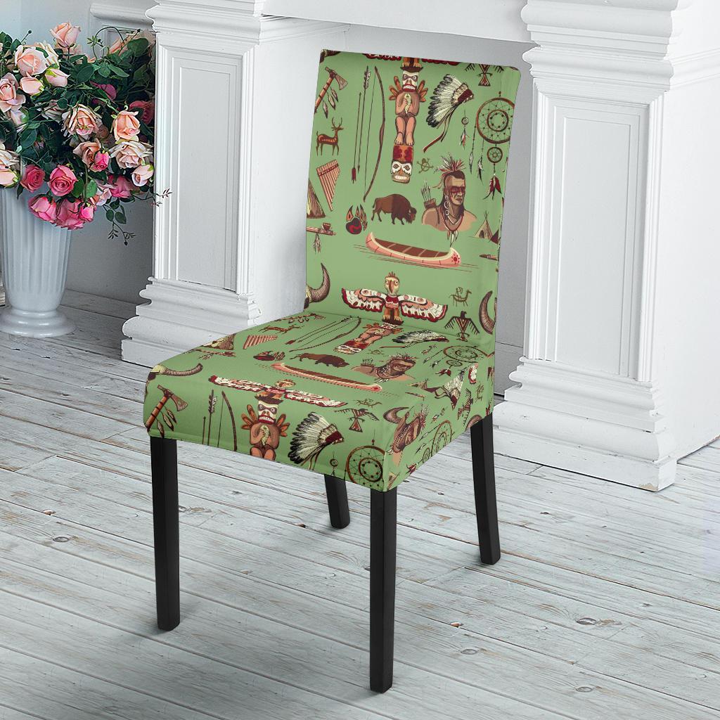 Native Indian Themed Design Print Dining Chair Slipcover-JTAMIGO.COM