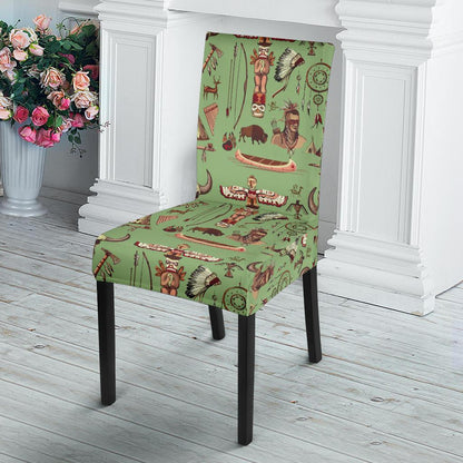 Native Indian Themed Design Print Dining Chair Slipcover-JTAMIGO.COM