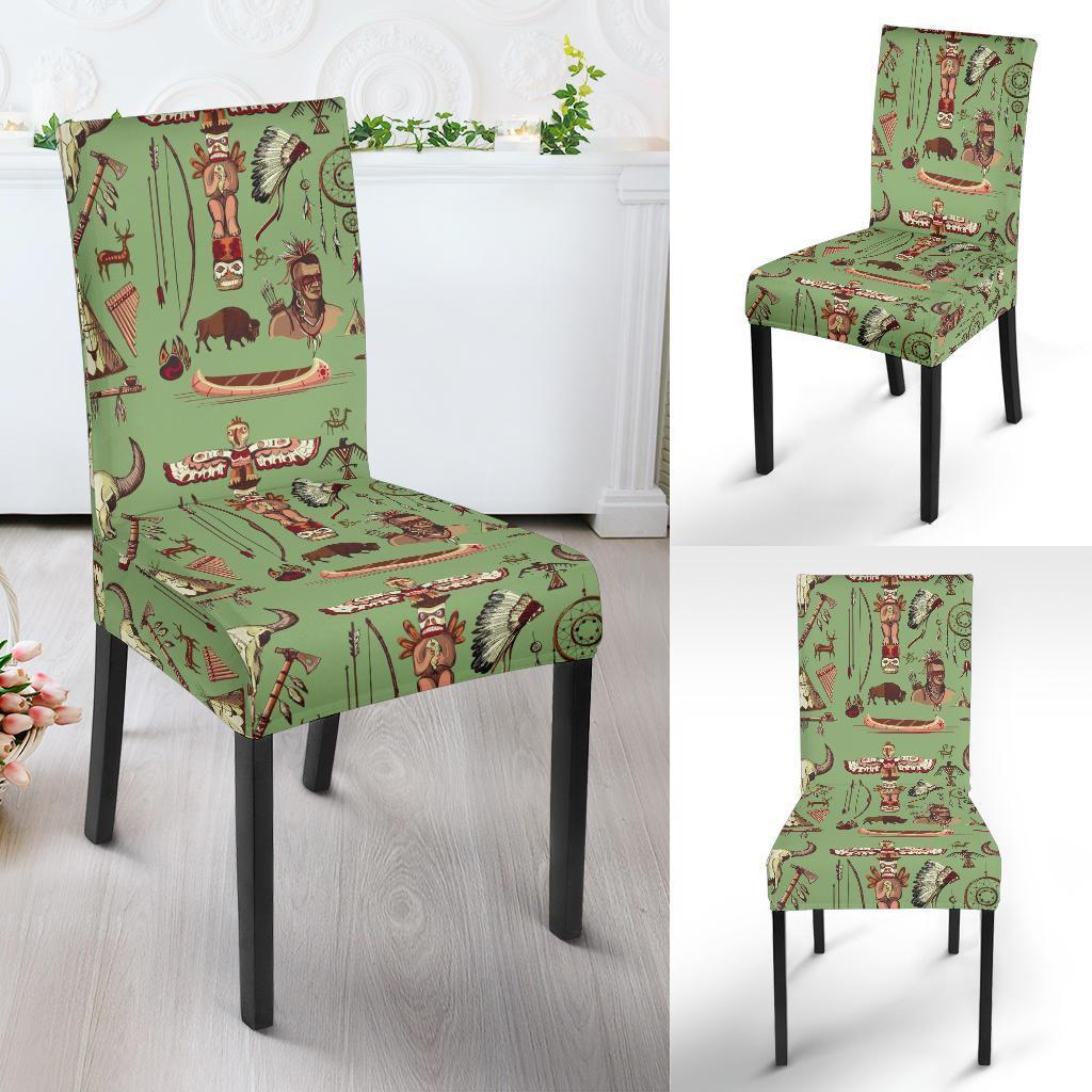 Native Indian Themed Design Print Dining Chair Slipcover-JTAMIGO.COM