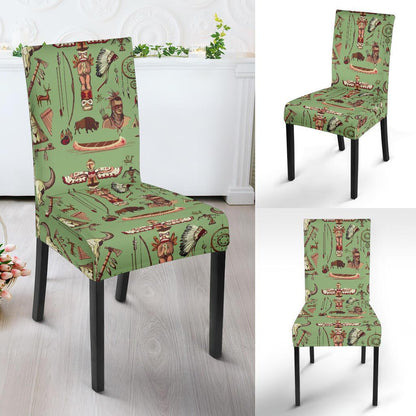 Native Indian Themed Design Print Dining Chair Slipcover-JTAMIGO.COM