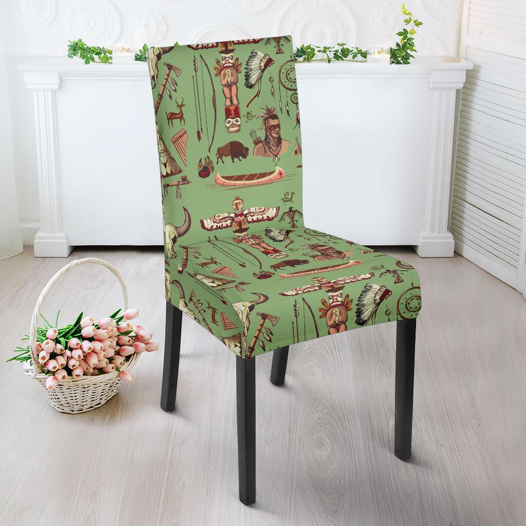 Native Indian Themed Design Print Dining Chair Slipcover-JTAMIGO.COM
