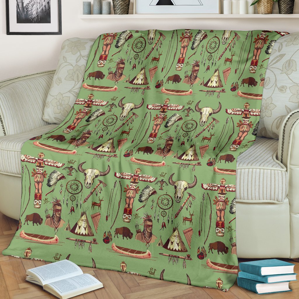 Native Indian Themed Design Print Fleece Blanket