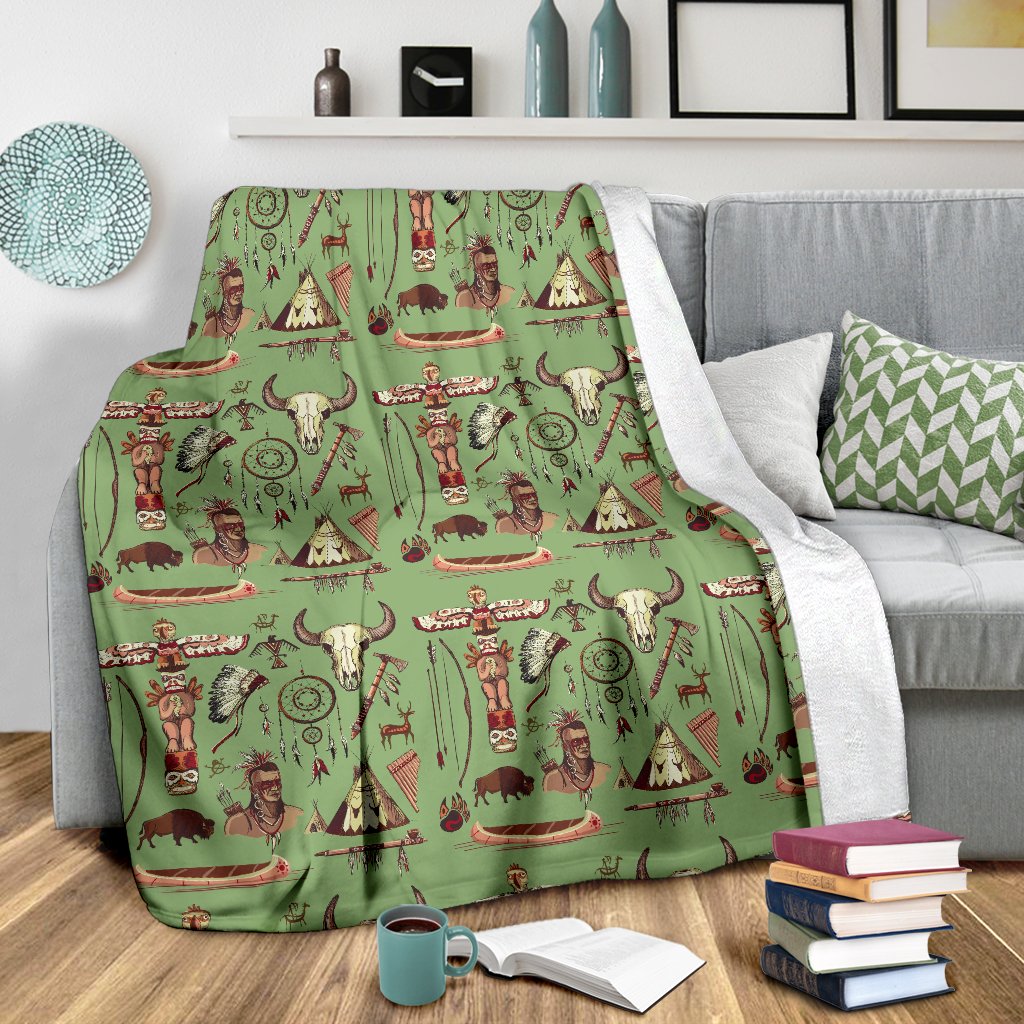 Native Indian Themed Design Print Fleece Blanket
