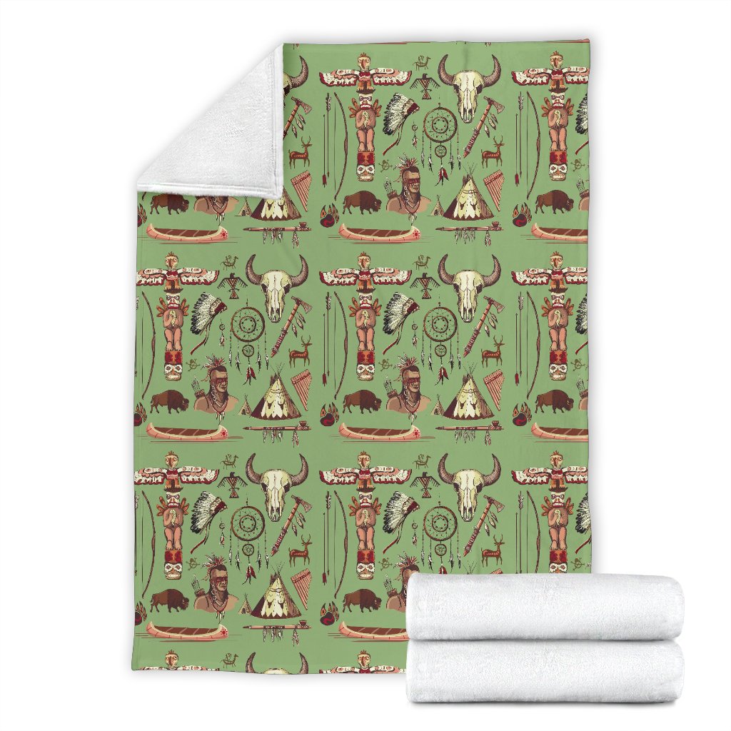Native Indian Themed Design Print Fleece Blanket
