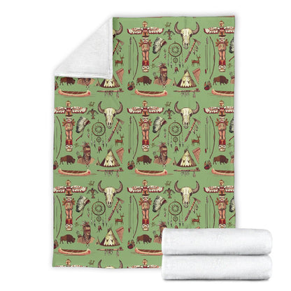 Native Indian Themed Design Print Fleece Blanket