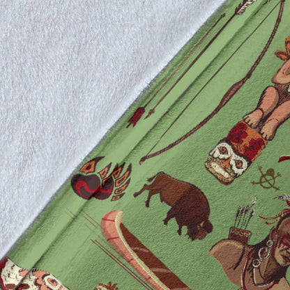 Native Indian Themed Design Print Fleece Blanket