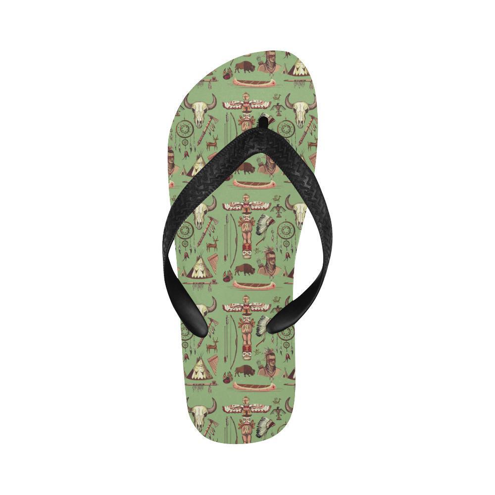 Native Indian Themed Design Print Flip Flops-JTAMIGO.COM