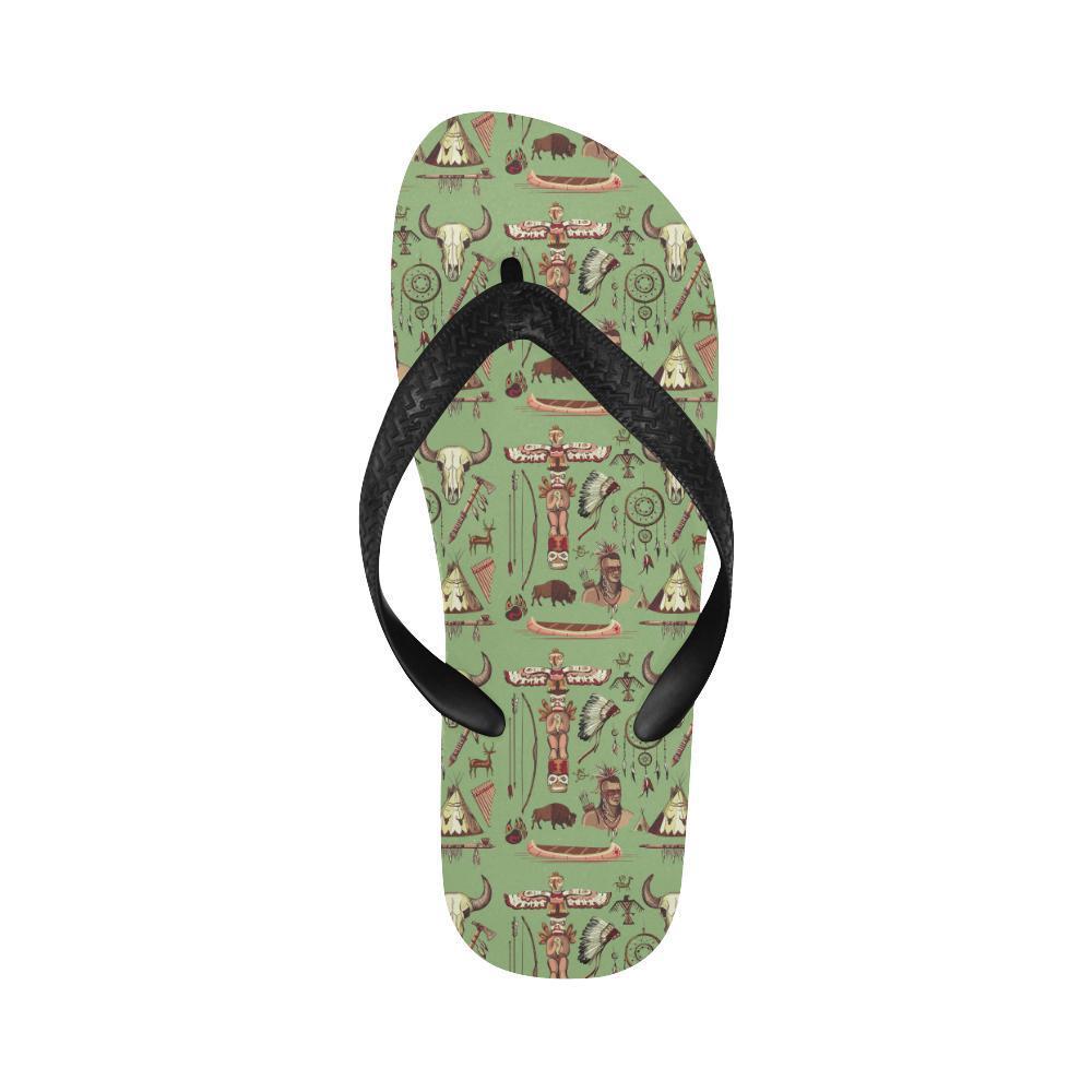 Native Indian Themed Design Print Flip Flops-JTAMIGO.COM