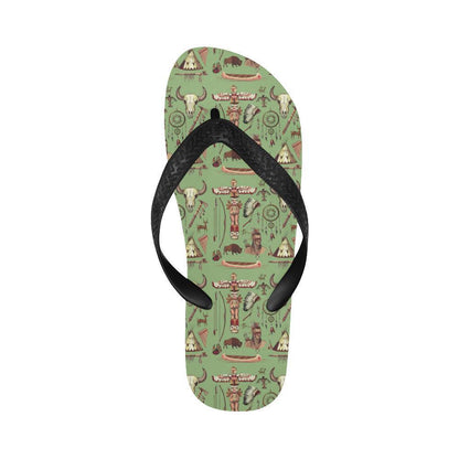 Native Indian Themed Design Print Flip Flops-JTAMIGO.COM