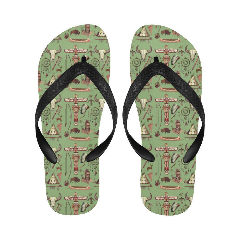 Native Indian Themed Design Print Flip Flops-JTAMIGO.COM