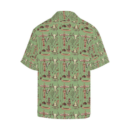 Native Indian Themed Design Print Men Aloha Hawaiian Shirt