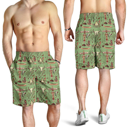 Native Indian Themed Design Print Mens Shorts-JTAMIGO.COM
