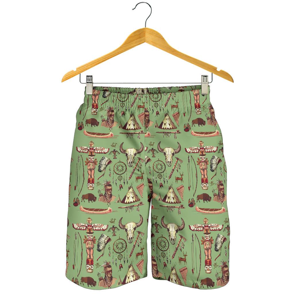 Native Indian Themed Design Print Mens Shorts-JTAMIGO.COM