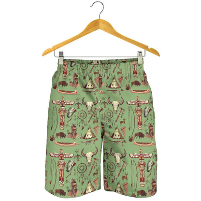 Native Indian Themed Design Print Mens Shorts-JTAMIGO.COM
