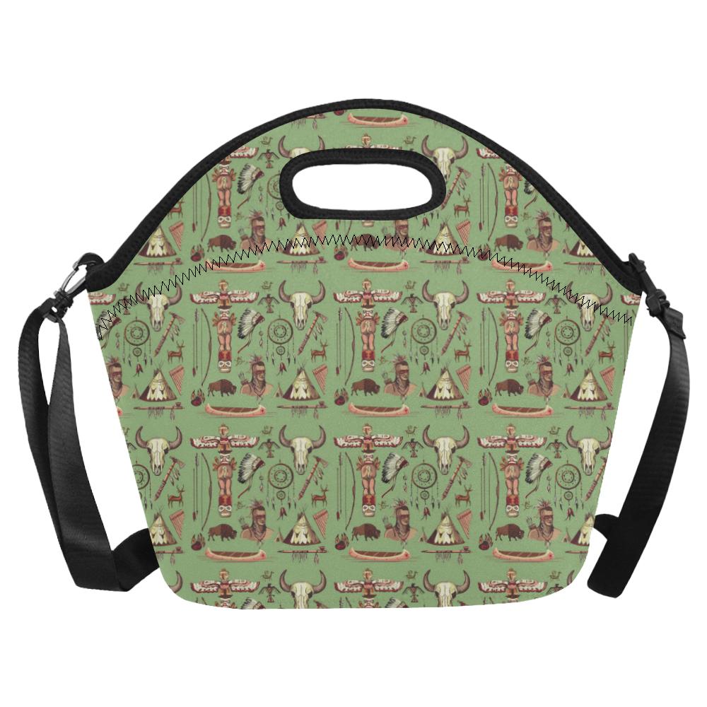 Native Indian Themed Design Print Neoprene Lunch Bag (Model 1669)(Large)-JTAMIGO.COM