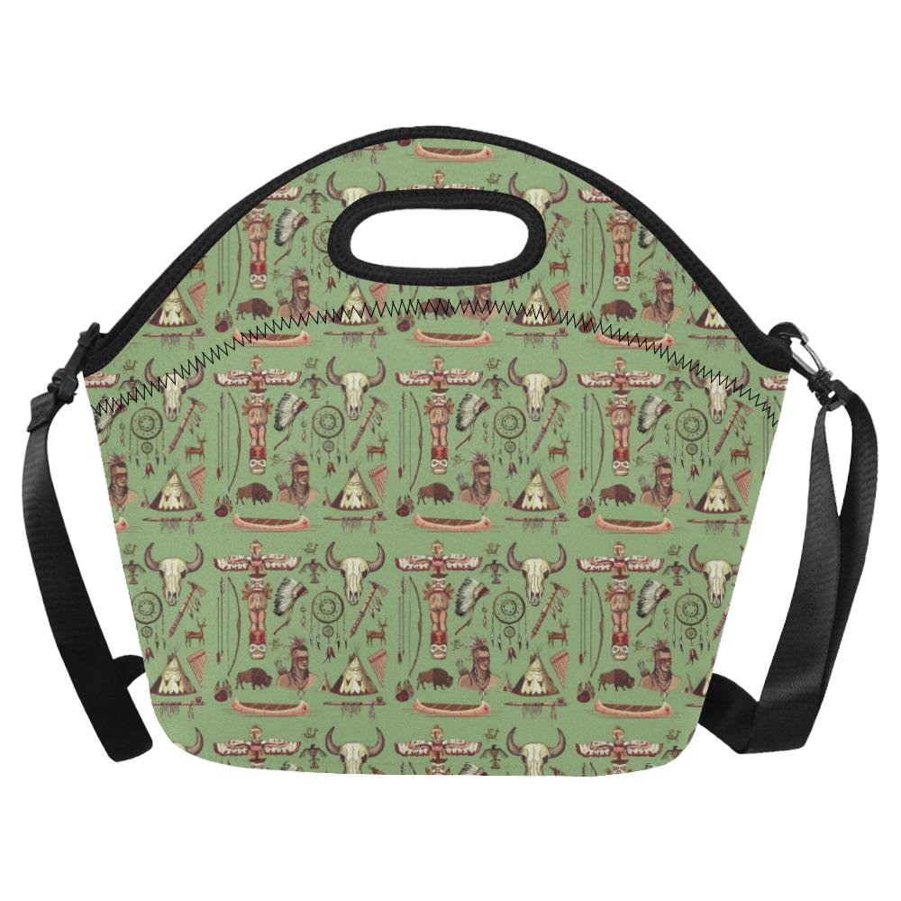 Native Indian Themed Design Print Neoprene Lunch Bag (Model 1669)(Large)-JTAMIGO.COM