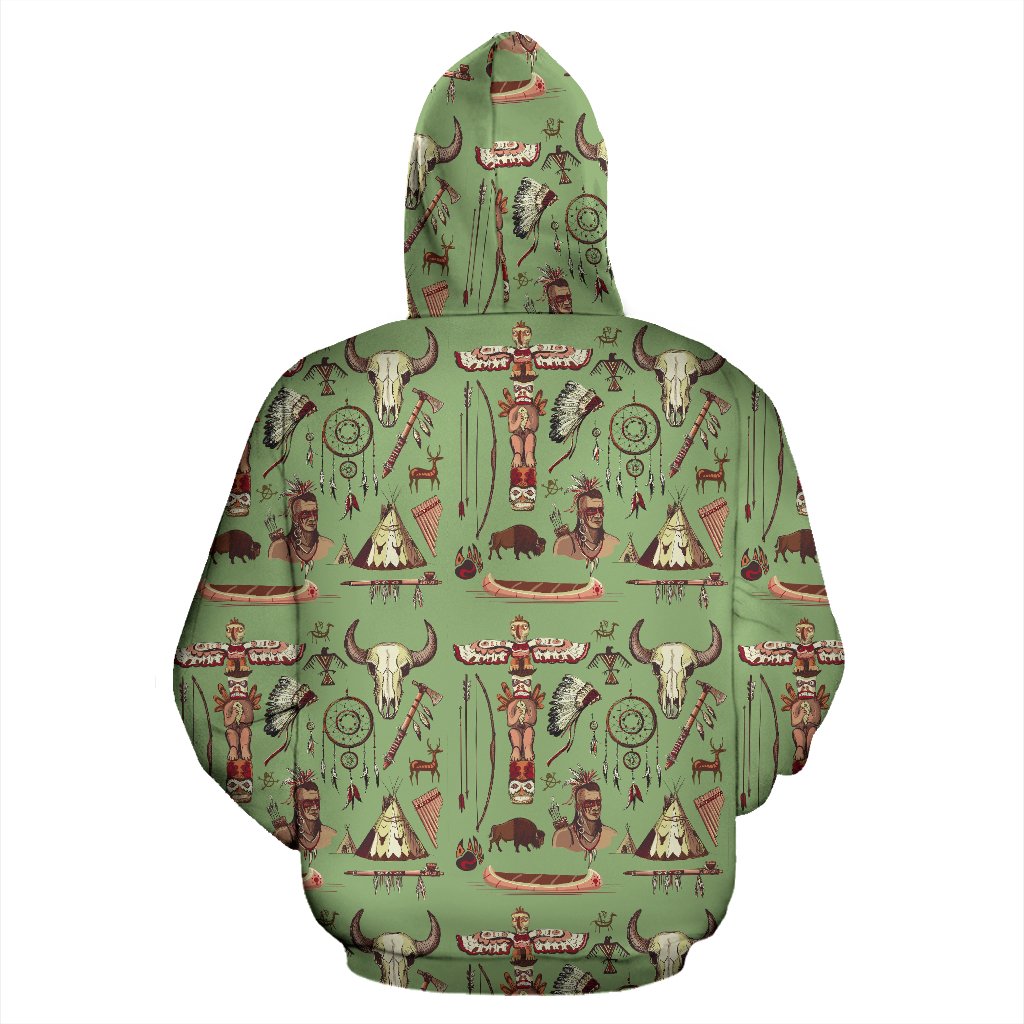 Native Indian Themed Design Print Pullover Hoodie