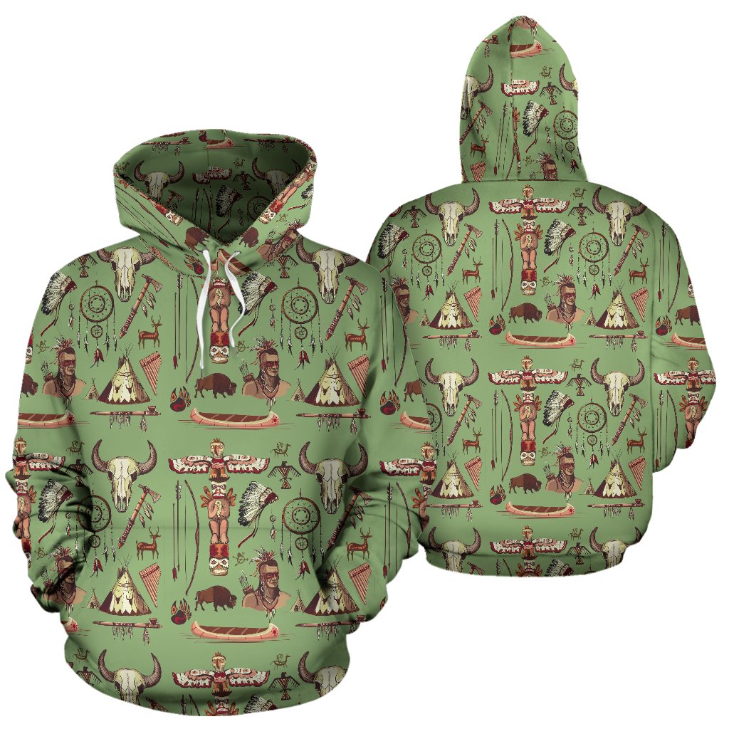 Native Indian Themed Design Print Pullover Hoodie