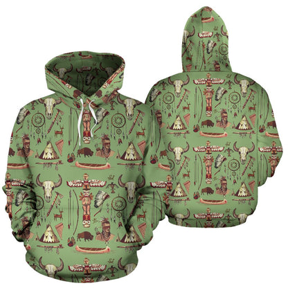 Native Indian Themed Design Print Pullover Hoodie