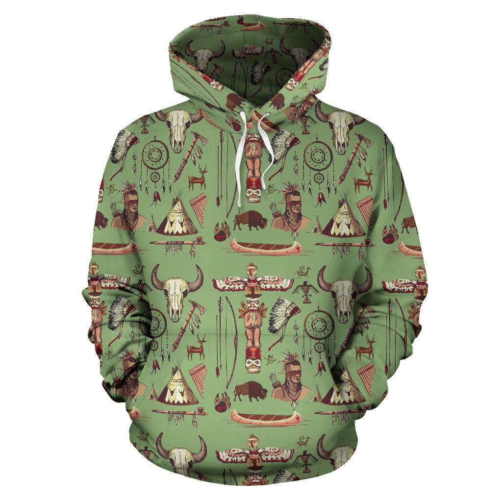Native Indian Themed Design Print Pullover Hoodie