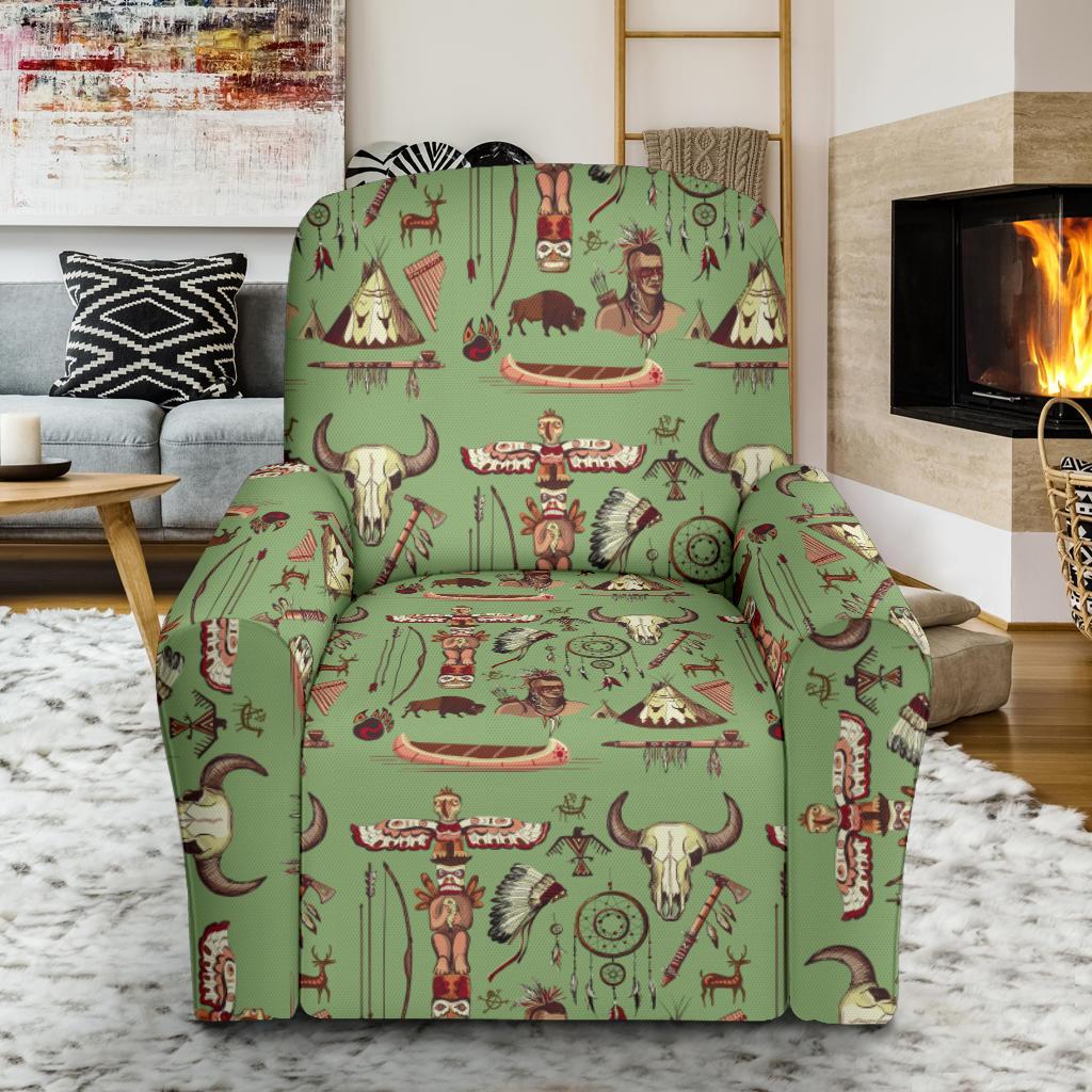 Native Indian Themed Design Print Single Sofa Slipcover -JTAMIGO.COM