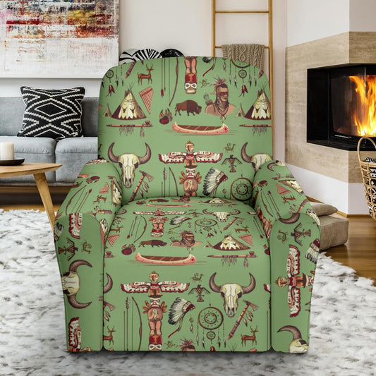 Native Indian Themed Design Print Single Sofa Slipcover -JTAMIGO.COM