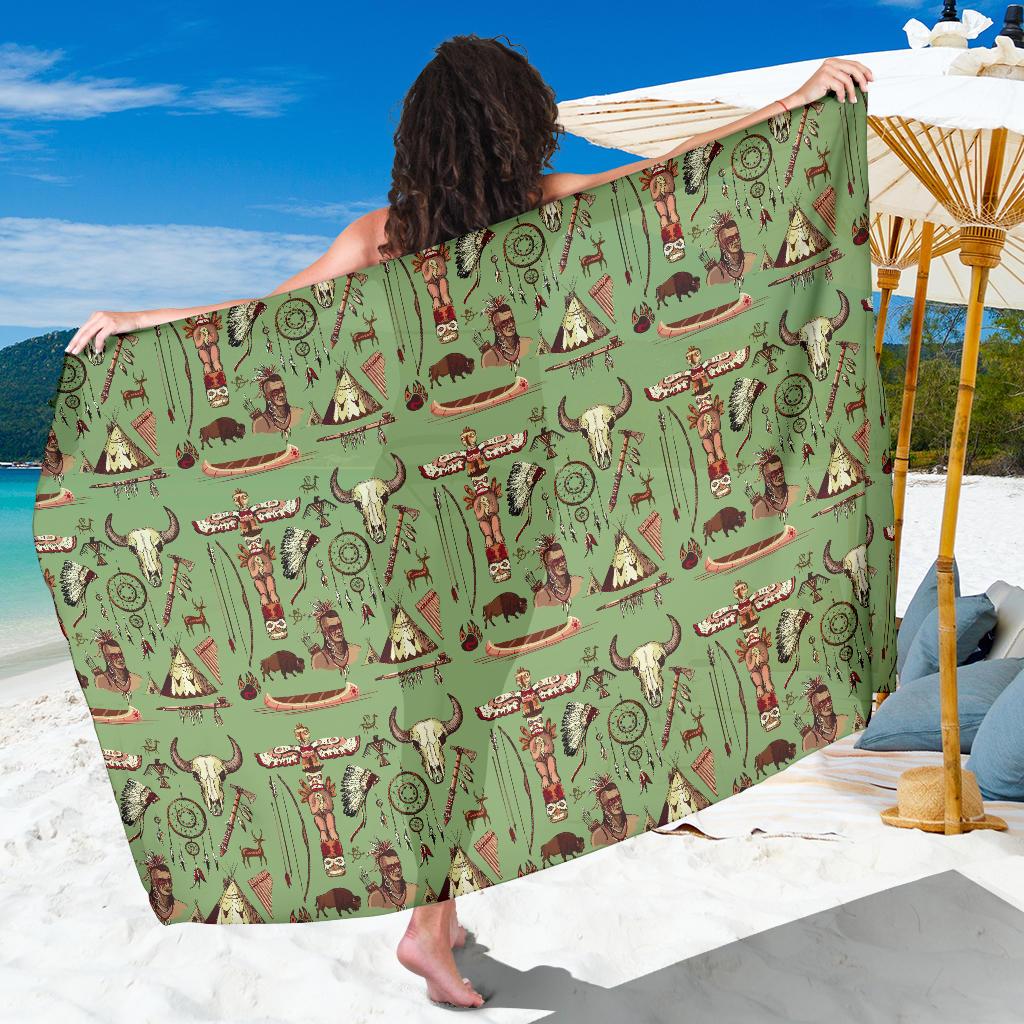 Native Indian Themed Design Print Sarong Pareo Wrap